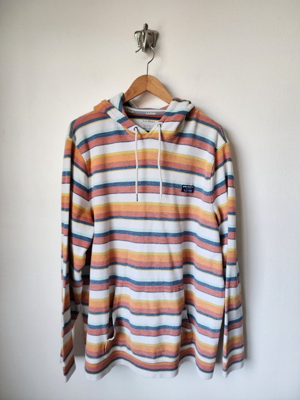 L.L. Bean multicolor stripe knit hoodie XXL